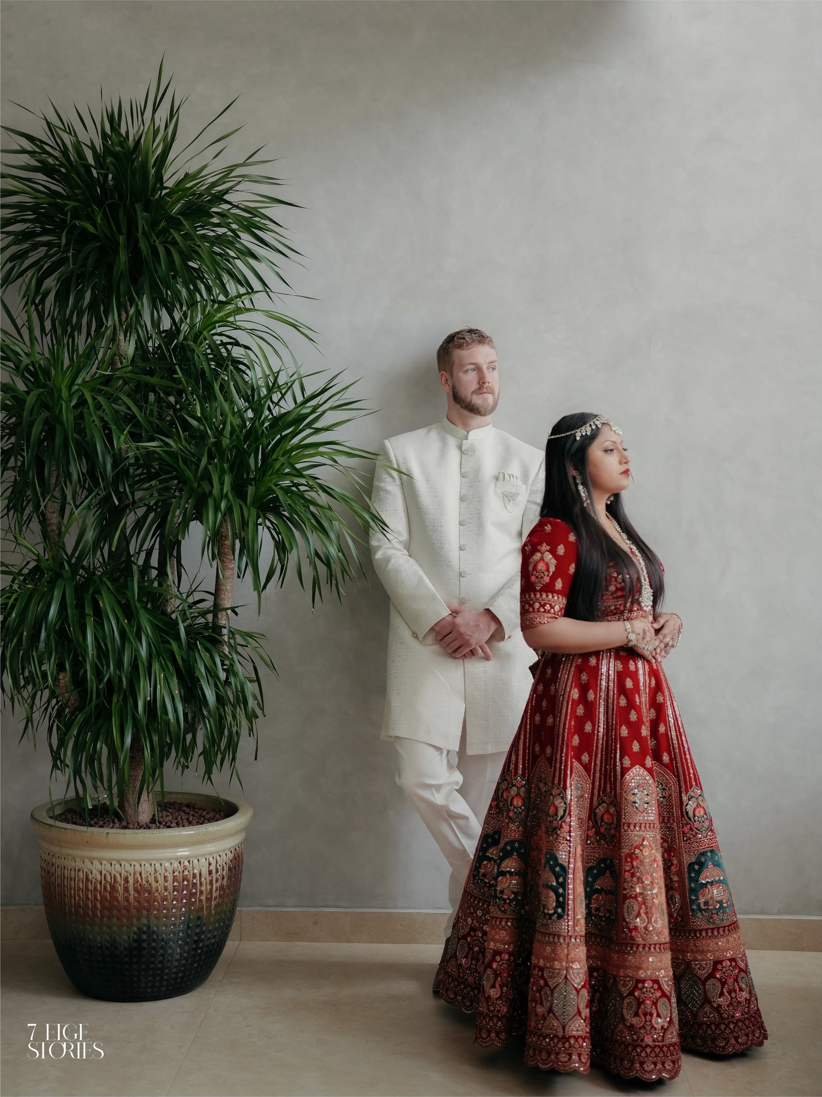 Couple posing together in a studio